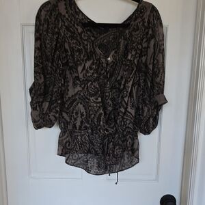 Zara Black and Gray Paisley Blouse